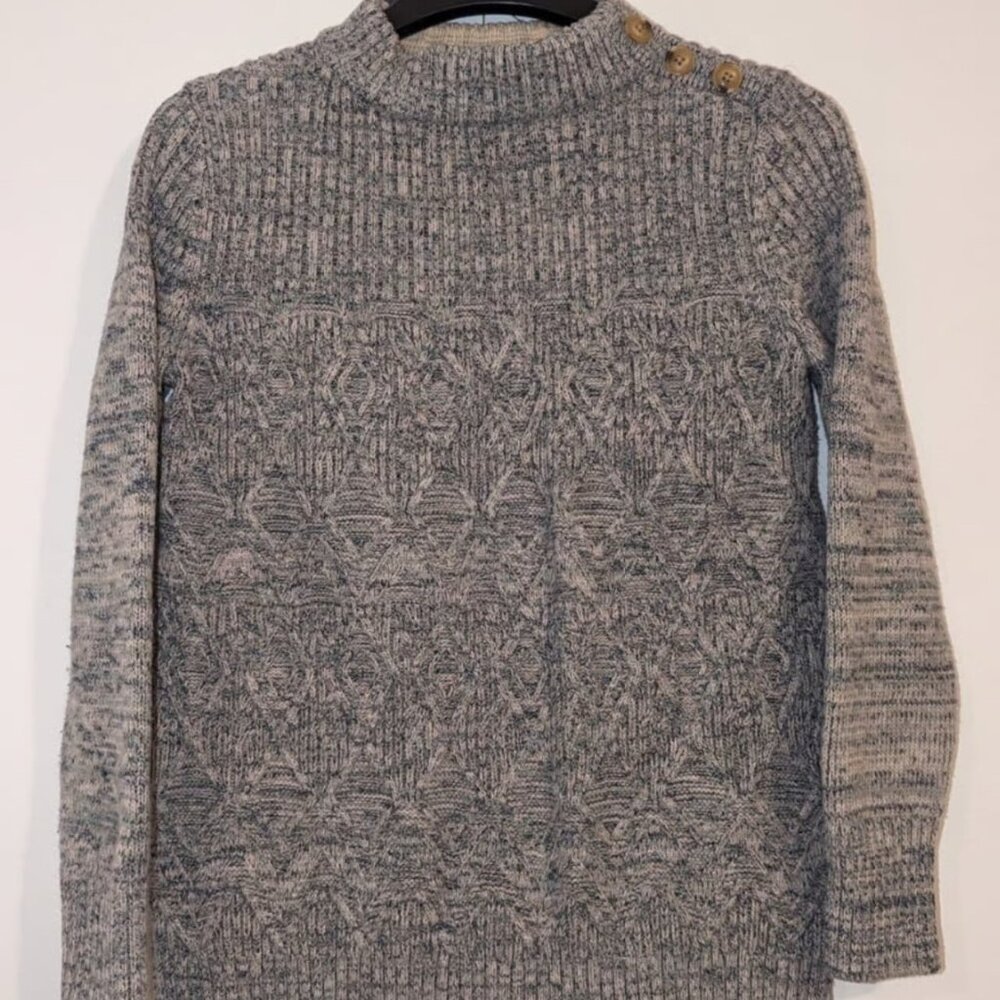 Talbots Multicolor Women's Marled Mock Neck Sweater 3-button Shoulder size Small